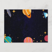 誕生日パーティーの宇宙テーマの感謝メッセージ ポストカード (裏面)