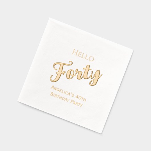 誕生日パーティーの年齢記入 ハロー フォーティー 箔ナプキン (左)