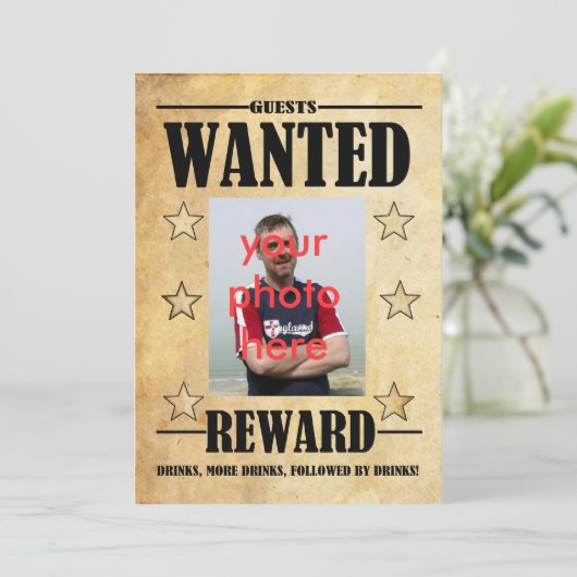 誕生日パーティーの招待がフォトカードを欲しがる 招待状 (スタンド正面)