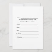 誕生日パーティーの招待がフォトカードを欲しがる 招待状 (裏面)