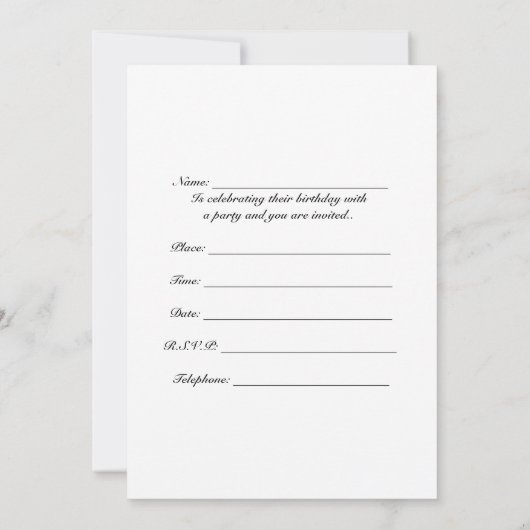 誕生日パーティーの招待がフォトカードを欲しがる 招待状 (裏面)