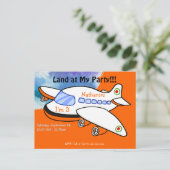 誕生日パーティーの招待で子供の飛行機が着陸 インビテーションポストカード (スタンド正面)
