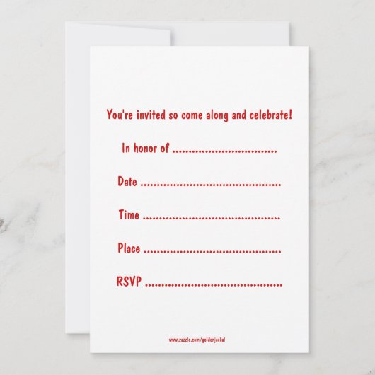 誕生日パーティーの招待と車の追加写真 招待状 (裏面)