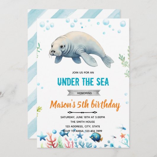 誕生日パーティーの招待の管理 招待状 (正面/裏面)