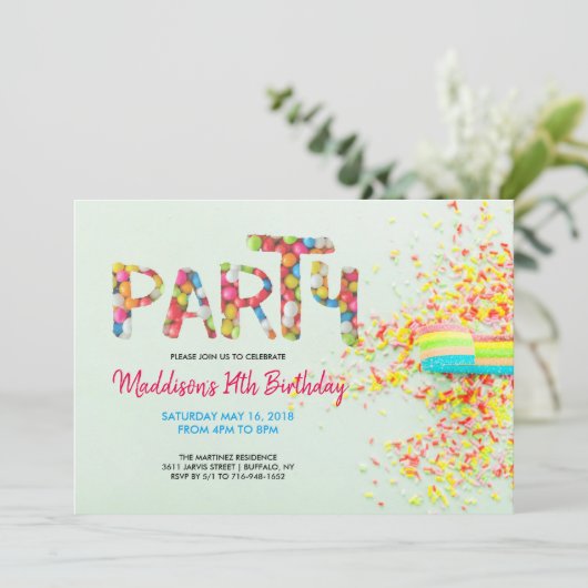 誕生日パーティーの招待をスプリンク 招待状 (スタンド正面)