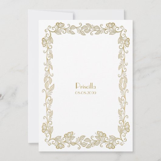 誕生日パーティーの招待アールデコ,女性,ホワイトゴル 招待状 (裏面)