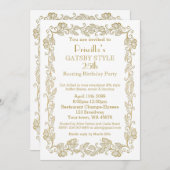 誕生日パーティーの招待アールデコ,女性,ホワイトゴル 招待状 (正面/裏面)
