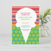 誕生日パーティーの招待カラフルアイスクリームコーン 招待状 (スタンド正面)