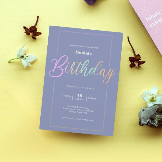 誕生日パーティーの招待カード |レインボーカラー 招待状