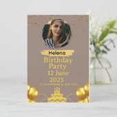 誕生日パーティーの招待カード | 人格可能な 招待状 (スタンド正面)