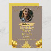 誕生日パーティーの招待カード | 人格可能な 招待状 (正面/裏面)