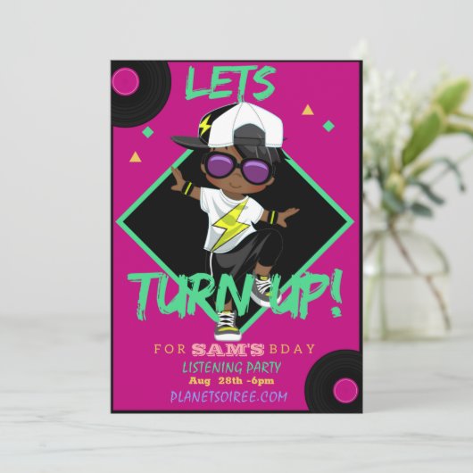 誕生日パーティーの招待カード（男の子）を表示する 招待状 (スタンド正面)