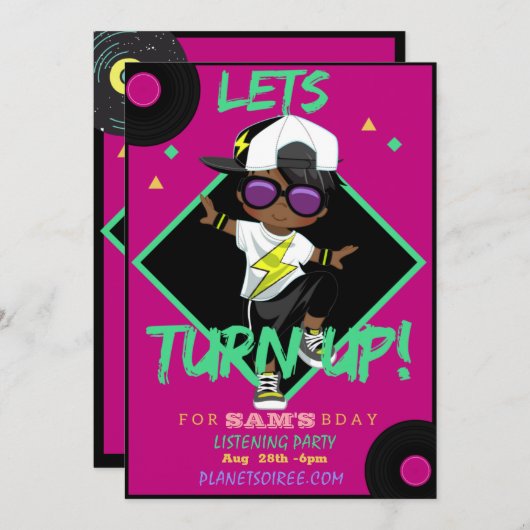 誕生日パーティーの招待カード(男の子)を表示する 招待状 (正面/裏面)