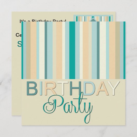 誕生日パーティーの招待ストライプ 招待状 (正面/裏面)