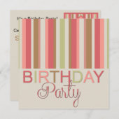 誕生日パーティーの招待ストライプ 招待状 (正面/裏面)