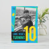 誕生日パーティーの招待スプラッツ10thブルー 招待状 (スタンド正面)