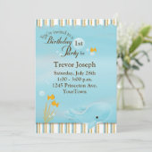 誕生日パーティーの招待ビーチまたはプール 招待状 (スタンド正面)