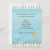 誕生日パーティーの招待ビーチまたはプール 招待状 (裏面)