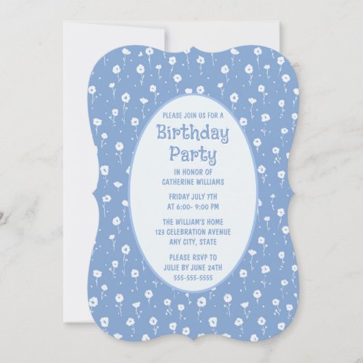 誕生日パーティーの招待任意の年齢の白い花 招待状 (正面)