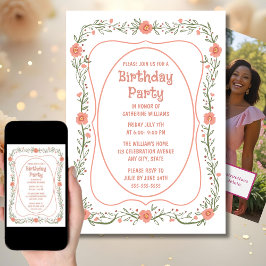 誕生日パーティーの招待任意の年齢の白い花 招待状