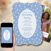 誕生日パーティーの招待任意の年齢の白い花 招待状