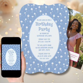 誕生日パーティーの招待任意の年齢の白い花 招待状