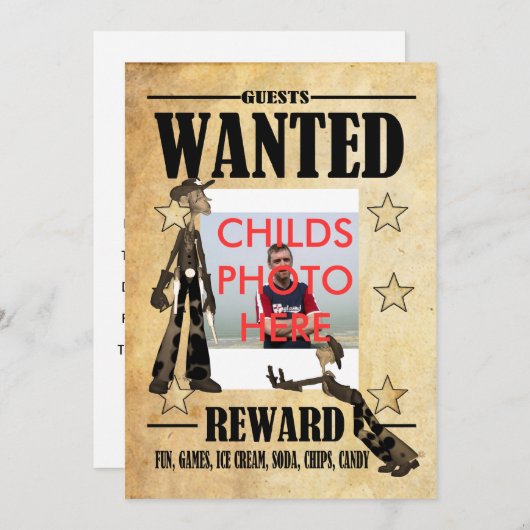 誕生日パーティーの招待子供がフォトカードを欲しがる 招待状 (正面/裏面)