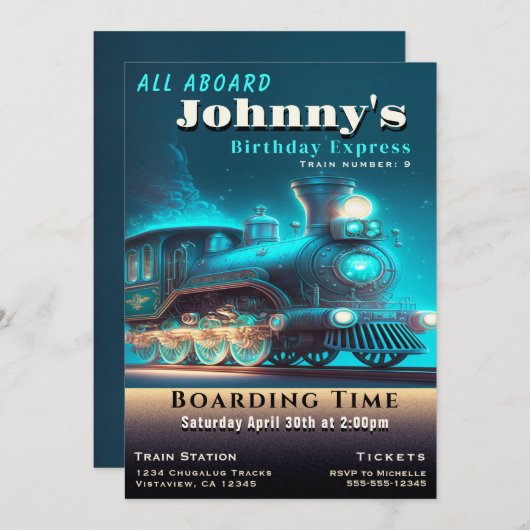 誕生日パーティーの招待状の作成 招待状 (正面/裏面)