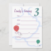 誕生日パーティーの招待状の変更 招待状 (裏面)