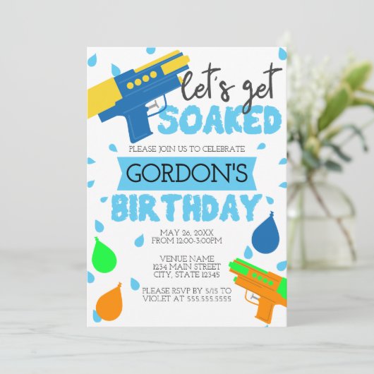 誕生日パーティーの招待状をずぶぬれにしよう 招待状 (スタンド正面)