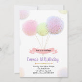 誕生日パーティーの招待状をバルーンで表示 招待状 (正面)