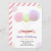 誕生日パーティーの招待状をバルーンで表示 招待状 (正面/裏面)