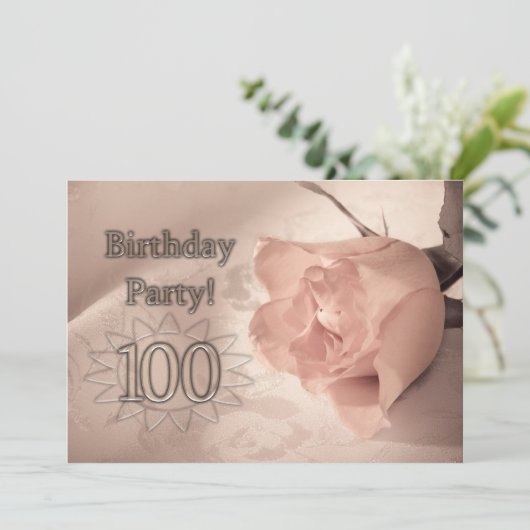 誕生日パーティーの招待状100歳 招待状 (スタンド正面)