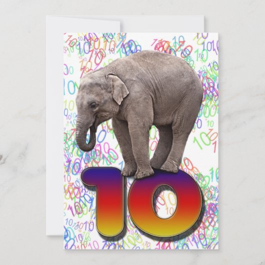 誕生日パーティーの招待状10、ハッピーゾウと 招待状 (正面)