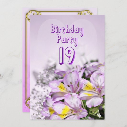 誕生日パーティーの招待状19歳 招待状 (正面/裏面)