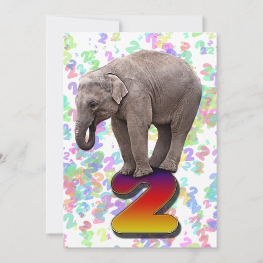 誕生日パーティーの招待状2、ハッピーゾウと 招待状 (正面)
