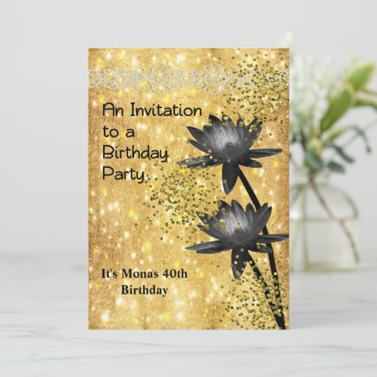 誕生日パーティーの招待状40歳の誕生日の女性 招待状 (スタンド正面)