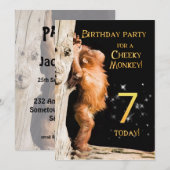 誕生日パーティーの招待状7、オランウータンと 招待状 (正面/裏面)