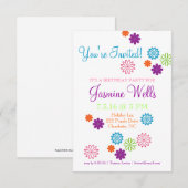 誕生日パーティーの招待状 | カラフルな楽しい色 招待状 (正面/裏面)