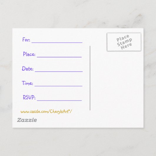 誕生日パーティーの招待状、カラフルドット、はがき インビテーションポストカード (裏面)