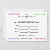 誕生日パーティーの招待状 , サンデーゼリービーンズ 招待状 (裏面)