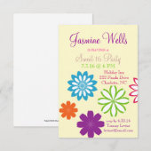 誕生日パーティーの招待状| 'スイーかわいらしト' 16 招待状 (正面/裏面)