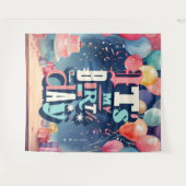 誕生日パーティーの招待状 タペストリー (正面(横))