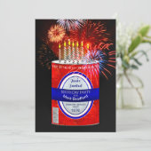 誕生日パーティーの招待状、ビール/ソーダカン&キャンドル 招待状 (スタンド正面)