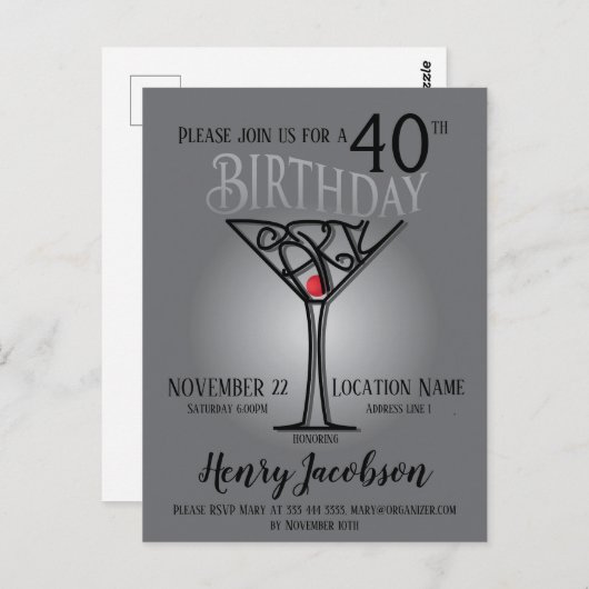 誕生日パーティーの招待状 ポストカード (正面/裏面)