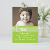 誕生日パーティーの招待状 | ライムグリーン 招待状 (スタンド正面)