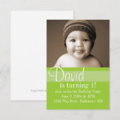 誕生日パーティーの招待状 | ライムグリーン 招待状 (正面/裏面)