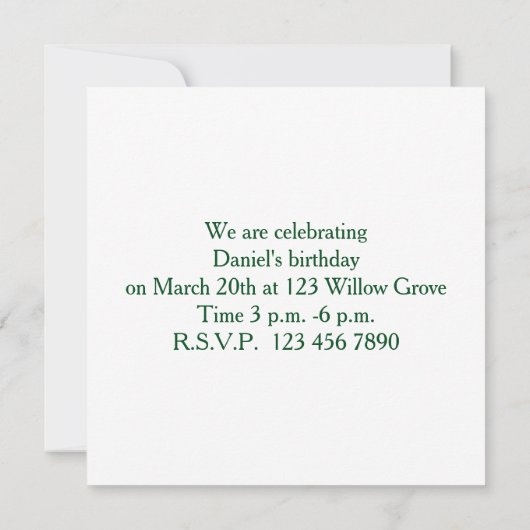 誕生日パーティーの招待状 招待状 (裏面)