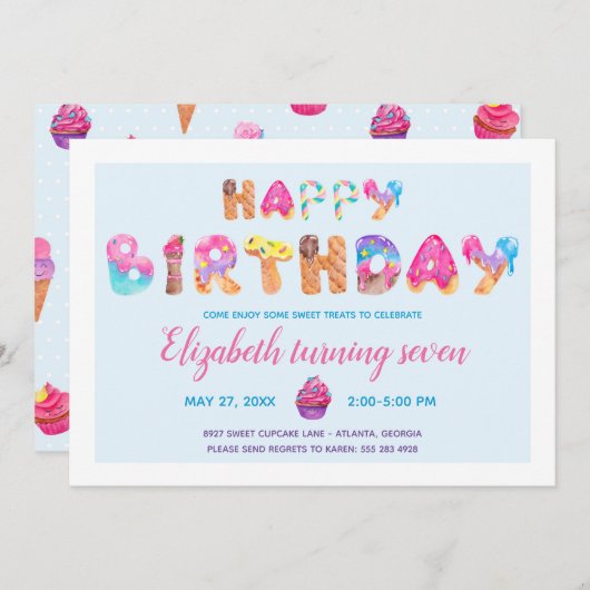 誕生日パーティーの招待状 招待状 (正面/裏面)