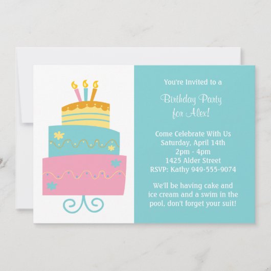 誕生日パーティーの招待状 招待状 (正面)